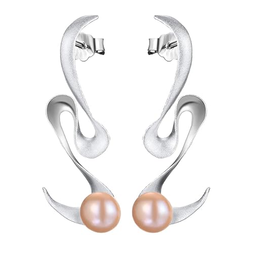 ✦ Weihnachtsgeschenke für Frauen ✦Springlight Ohrringe Silber 925 Minimalismus Spirale Gekrümmt Ohrstecker Ohrringe Handgemachter Schmuck Damen Geschenke für Frauen.(Silver) von Springlight