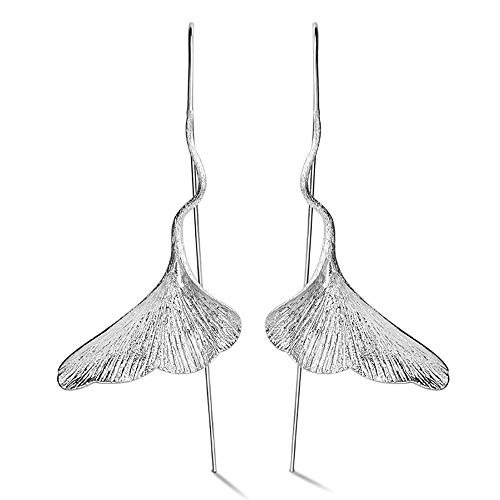 ✦ Geschenke für Frauen ✦Springlight S925 Sterling Silber Damen Ohrringe Ginkgo Blatt Ohrringe Silber 925 Hängend Handmade Schmuck Damen Personalisierte Geschenke, Mädchen Geschenke.(Silber) von Springlight