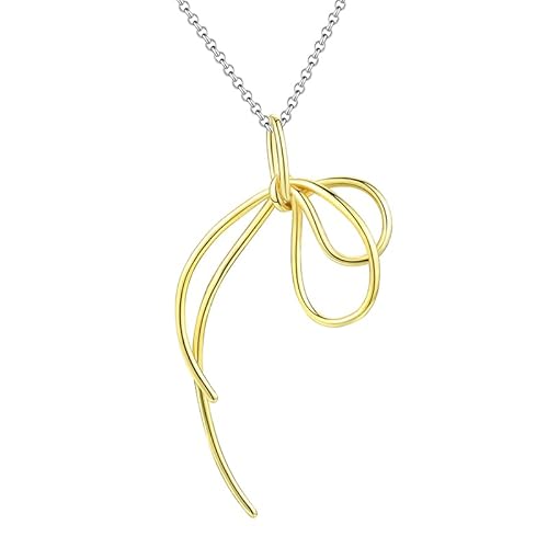 Springlight ✦ Geschenke für Frauen S925 Sterling Silber Halskette Schöne Knoten Lange Quaste Anhänger mit Halskette Kettenlänge 43CM Handgemachter Schmuck Geburtstagsgeschenk für Frauen.(Gold) von Springlight