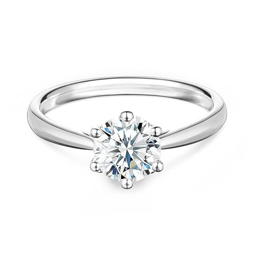Springlight ✦ Geschenke für Frauen S925 Sterling Silber Moissanit-Diamant Ringe 0,5 ct/1 ct/2 ct D Farbe VVS1 Reinheit Runder Moissanite Verlobungs Ringe Hochzeitsgeschenk. (2CT, 51 1/2(16 1/2)) von Springlight
