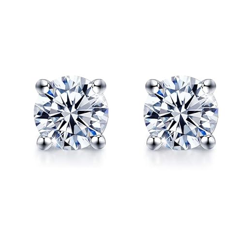 ✦ Geschenke für Frauen ✦Springlight S925 Sterling Silber Moissanite Ohrstecker 0,5 ct/1 ct/2 ct D Farbe VVS1 Klarheits Runde Moissanit-Diamant Ohrringe, Hochzeitsgeschenk. (0.5CT(5.2MM)/Pair) von Springlight