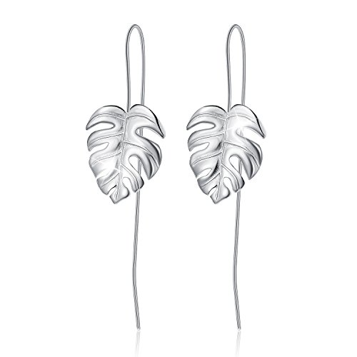 ✦ Geschenke für Frauen ✦Springlight Damen Ohrringe Monstera Blätter Ohrringe Silber 925 Hängend Handmade Schmuck Damen Personalisierte Geschenke Jugendweihe Geschenke Mädchen.(Silber) von Springlight