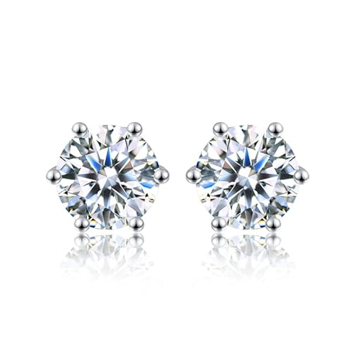 ✦ Hochzeitsgeschenk ✦Springlight S925 Sterling Silber Moissanite Ohrstecker 0,5 ct/1 ct D Farbe VVS1 Klarheits Runde Moissanit-Diamant Ohrringe Geschenke für Frauen. (0.5CT(5.2MM)/Pair) von Springlight