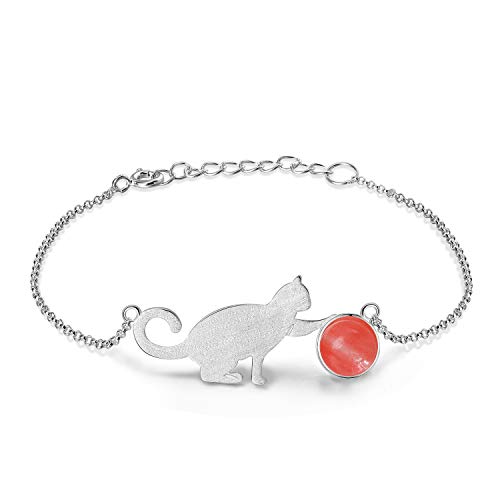 Springlight ✦ Muttertagsgeschenk Armband Damen Silber S925 Katzen Armband, Kettenlänge:16.5-19cm.Handgemachte Personalisierter Schmuck Geschenke für Frauen, Geschenk Muttertag.(Red) von Springlight