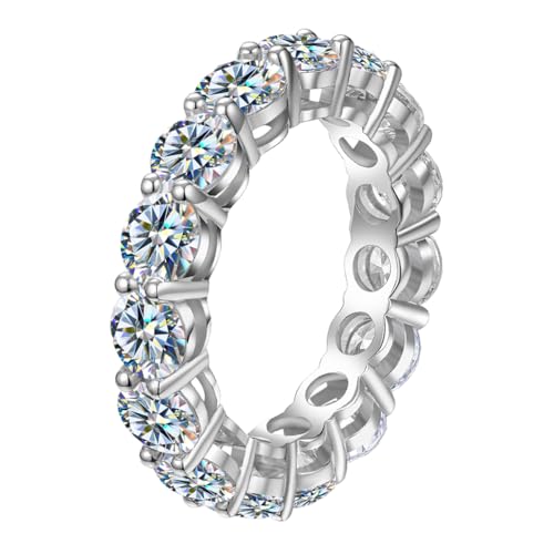 Springlight ✦Geschenke für Frauen Moissanit-Ringe,S925 Sterling Silber 0,1 ct/0,5 ct D Farbe Reinheit VVS1 Volldiamant Single Row Moissanit Diamantring,Hochzeitsgeschenk.[0,5ct,56.5(18.2)] von Springlight