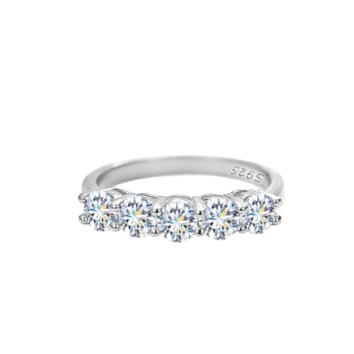 Springlight ✦Geschenke für Frauen Moissanit-Ringe,S925 Sterling Silber 0,3 ct D Farbe Reinheit VVS1 Fünf Sterne Moissanit Diamantring,Hochzeitsgeschenk Verlobungsgeschenk.[61.5(19.75)] von Springlight