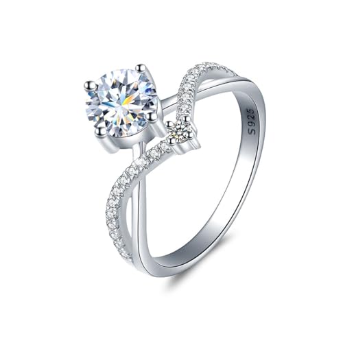 Springlight ✦Geschenke für Frauen Moissanit-Ringe,S925 Sterling Silber 0,5 ct D Farbe Reinheit VVS1 Prinzessin Krone Moissanit Diamantring,Hochzeitsgeschenk Verlobungsgeschenk.[56.5(18.2)] von Springlight