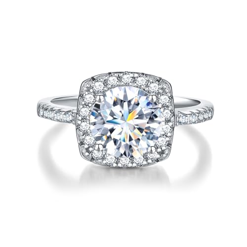 Springlight ✦Geschenke für Frauen Moissanit-Ringe,S925 Sterling Silber 0,5ct/1ct/2ct/3ct D Farbe Reinheit VVS1 Klassischer Quadratischer Moissanit Diamantring,Hochzeitsgeschenk.[0.5ct,56.5(18.2)] von Springlight