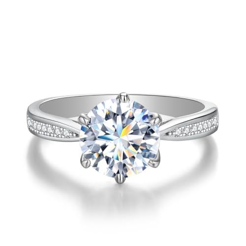 Springlight ✦Geschenke für Frauen Moissanit-Ringe,S925 Sterling Silber 0,5ct/1ct/2ct D Farbe Reinheit VVS1 Klassisches 6-Krallen Band mit gebrochenem Diamantring,Hochzeitsgeschenk.[0.5ct,49(15.75)] von Springlight