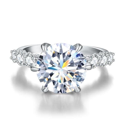 Springlight ✦Geschenke für Frauen Moissanit-Ringe,S925 Sterling Silber 5 ct D Farbe Reinheit VVS1 Aurora Sechs Krallen Moissanit Diamantring,Hochzeitsgeschenk Verlobungsgeschenk.[49(15.75)] von Springlight