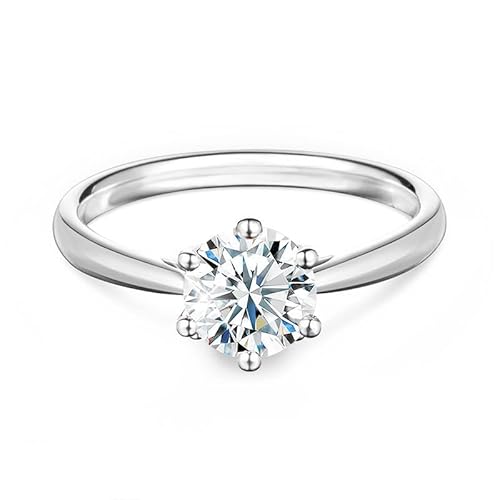 Springlight ✦ Geschenke für Frauen S925 Sterling Silber Moissanit-Diamant Ringe 0,5 ct/1 ct/2 ct D Farbe VVS1 Reinheit Runder Moissanite Verlobungs Ringe Hochzeitsgeschenk. (0.5CT, 51 1/2(16 1/2)) von Springlight