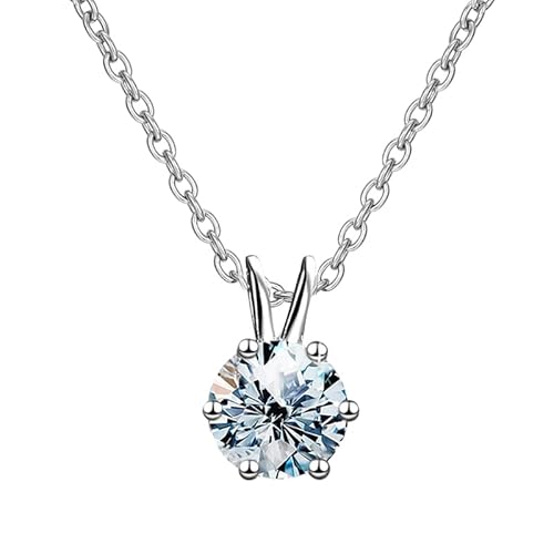 Springlight ✦ Geschenke für Frauen S925 Sterling Silber Moissanit Halskette 1 Karat D-Farbe VVS1 Klarheit Moissanite-Diamant Anhänger mit Halskette, Hochzeitsgeschenk. von Springlight