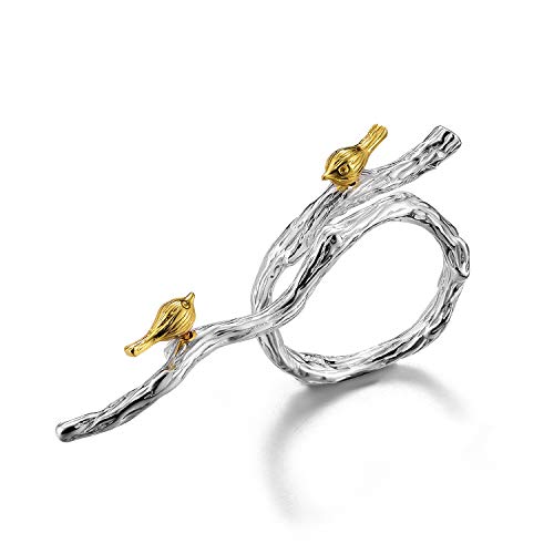 Springlight ✦ Geschenke für Frauen S925 Sterling Silber Ring Lebhaft Vogel auf Zweig Ringe Personalisierter Schmuck Handgemachter Ringe Personalisierte Geschenke.(Silver) von Springlight