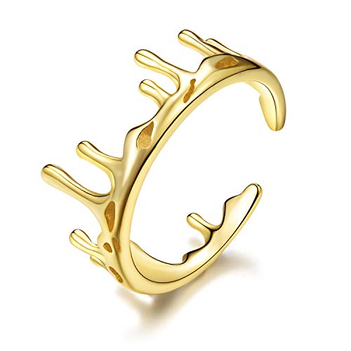 Springlight ✦ Geschenke für Frauen S925 Sterling Silber Ring Schlichte Golden Unregelmäßiges Design Schlagring Schwanzring Einstellbarer öffnen Ringe Frauen Handmade Schmuck. von Springlight