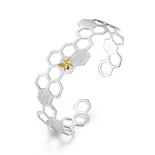 Springlight S925 Sterling Silber Brosche Biene und Wabenbrosche Natürliche Handgemachte Einzigartiger Schmuck für Frauen und Mädchen. von Lotus Fun