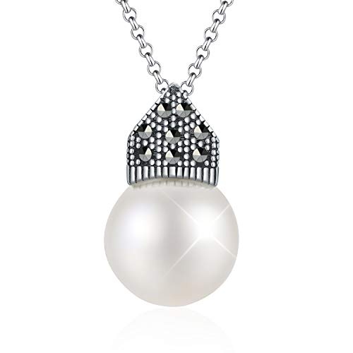 Springlight ✦ Muttertagsgeschenke für Mama S925 Sterling Silber Kette Damen Shell Pearl Anhänger White Pearl Anhänger Halskette Handgefertigter Personalisierter Schmuck Geschenke für Frauen. von Springlight