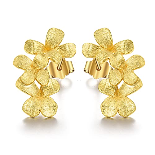 ✦ Muttertagsgeschenk ✦Springlight Ohrringe Silber 925 Blume in meinem Garten Ohrstecker Ohrringe Handgefertigter Schmuck Damen, Geschenke für Frauen, Geschenk Muttertag.(Gold) von Springlight