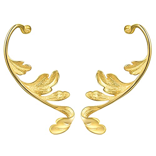 ✦ Muttertagsgeschenk ✦Springlight Ohrringe Silber 925 Klassisches Muster Akanthus Blatt Design Ohrstecker Ohrringe Handgemachte Schmuck Damen Geschenke für Frauen, Geschenk Muttertag.(Gold) von Springlight