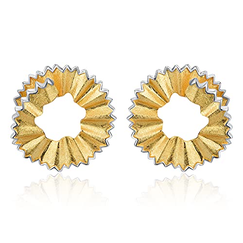 ✦ Geschenke für Frauen ✦Springlight Ohrringe Silber 925 Ohrstecker Bleistiftspäne-Design Ohrstecker Ohrringe Handmade: Ohrringe Schmuck Damen Jugendweihe Geschenke Mädchen.(Style1-Gold) von Springlight