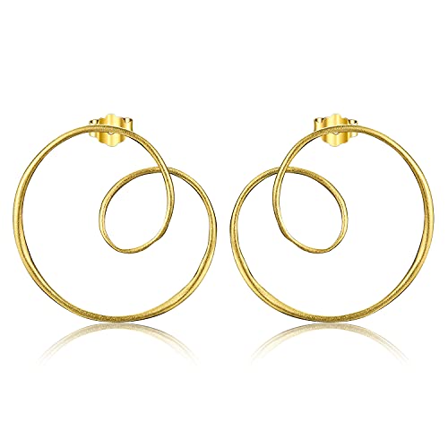 Springlight S925 Sterling Silber Ohrringe Minimalismus Runde Spiral Verdrehte Ungewöhnlich Ohrringe Geschenke für Frauen, Handgemachte Feine Schmuck Ohrringe für Damen.(Gold) von Springlight