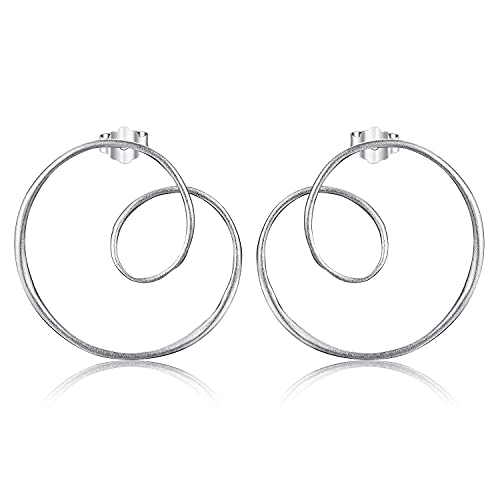 Springlight S925 Sterling Silber Ohrringe Minimalismus Runde Spiral Verdrehte Ungewöhnlich Ohrringe Geschenke für Frauen, Handgemachte Feine Schmuck Ohrringe für Damen.(Silber) von Springlight