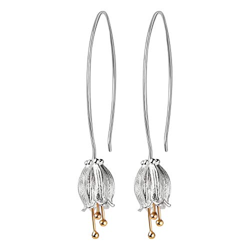 ✦ Geschenke für Frauen ✦Springlight S925 Sterling Silber Damen Ohrringe Bluebell Blume Ohrringe Silber 925 Hängend Handmade Schmuck Damen Jugendweihe Geschenke Mädchen. von Springlight