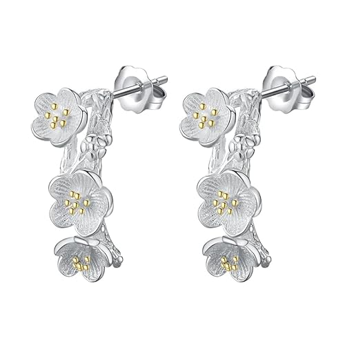 ✦Muttertagsgeschenk✦ Springlight Ohrringe Silber 925 Hängend Elegante Drei Blumen Ohrstecker Ohrringe Handgefertigter Schmuck Damen Geschenke für Frauen, Geschenk Muttertag. von Springlight