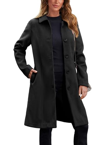 Springrain Eleganter Damen-Übermantel, einreihig, Wintermantel, mit Taschen, Schwarz, XXL Springrain Eleganter Damen-Übermantel, einreihig, Wintermantel, mit Taschen, Schwarz, XXL von Springrain