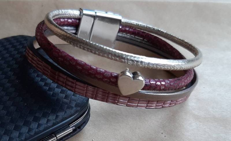 Damenarmband Dunkelrot/Silber Mit Herz von SpringtimeArmbaender