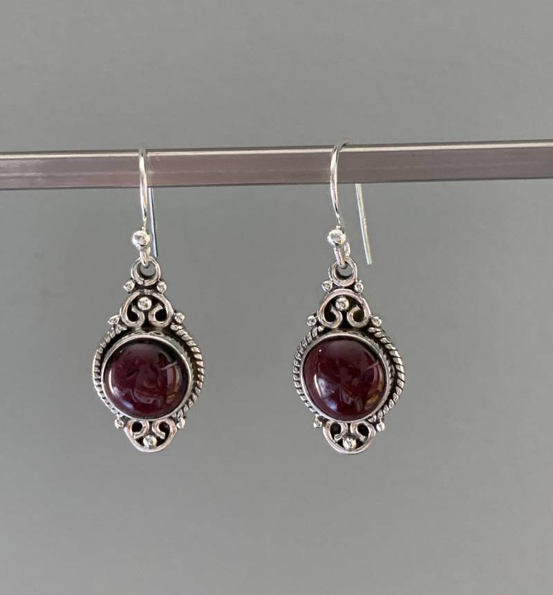 Granat Ohrringe, Silber Boho Teardrop Sterling Januar Geburtsstein von Springwaves