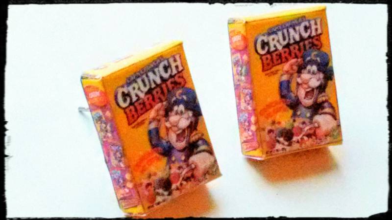 Box Von Getreide Ohrringe - Miniatur-Lebensmittel-Schmuck Ungenießbaren Schmuck Statement Kinder Gefälschte Lebensmittel Schmuck von SprinkleCake