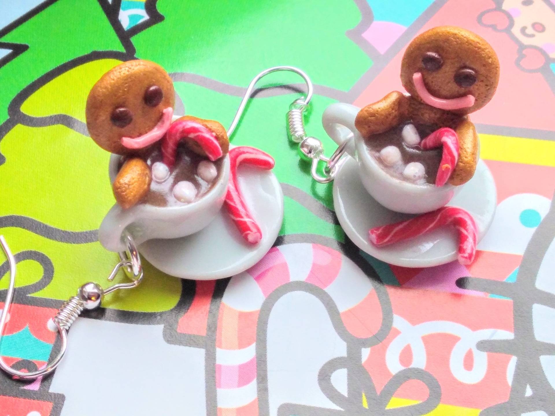 Lebkuchenmann Ohrringe, Miniatur Essen Schmuck, Ungenießbarer Urlaub Weihnachtsschmuck - Kawaii Schmuck von SprinkleCake