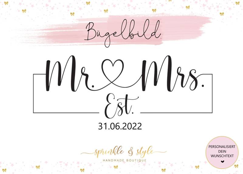 Bügelbild Wifey, Mrs & Mr Wunschname Zum Aufbügeln | Personalisiert Mit Namen Individuell Textilgestaltung Braut Bräutigam Bügelbild Wifey, Mrs & Mr Wunschname Zum Aufbügeln | Personalisiert Mit Namen Individuell Textilgestaltung Braut Bräutigam von SprinkleandStyleShop
