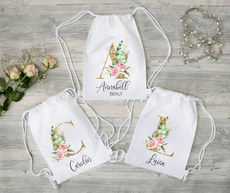Turnbeutel | Rucksack Braut Team Polterabend Bachelorette Party Bride Hochzeit Brautbeutel Junggesellinnenabschied von SprinkleandStyleShop
