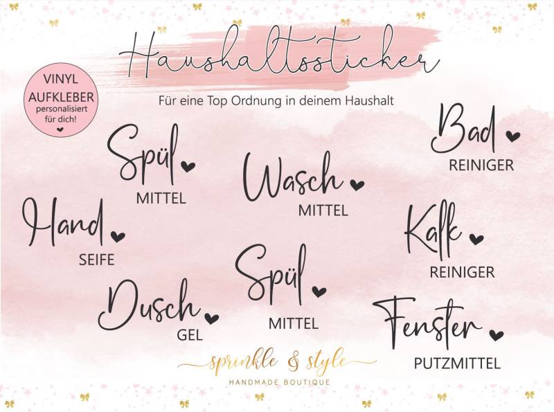 sticker Aufkleber Haushalt | Spülmittel Handseife Waschmittel Spültabs Shampoo Duschgel Individuelle Wohnung Diy von SprinkleandStyleShop