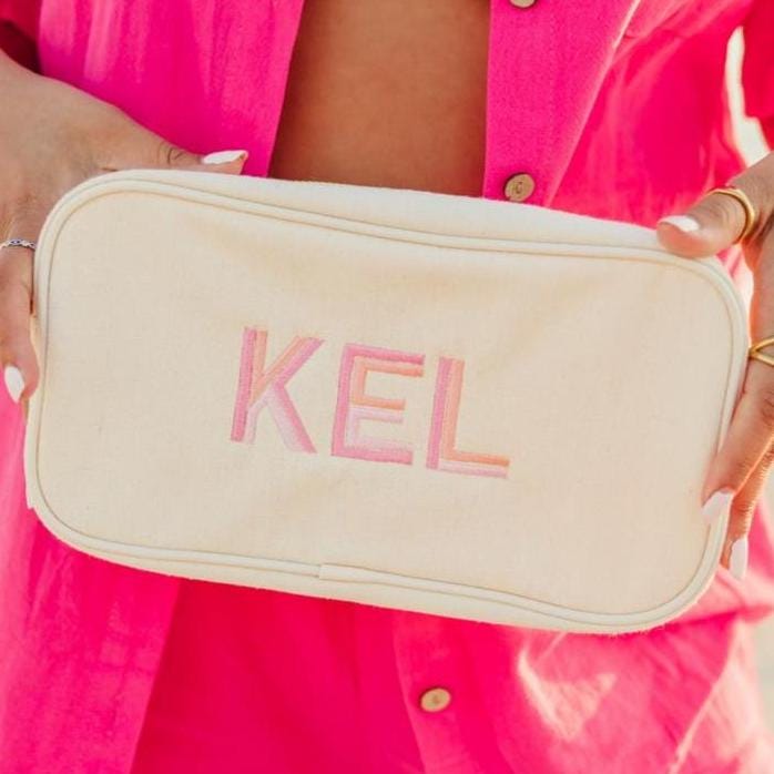 Bestickter Baumwollbeutel | Large & Extra Large // Benutzerdefinierte Kosmetiktasche Für Brautjungfer, Benutzerdefinierte Make-Up-Tasche von SprinkledWithPink