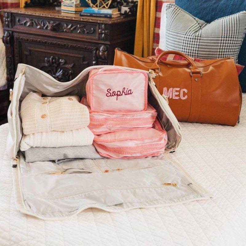 Bestickte Nylon Pack Cubes | 3Er Set // Reisewürfel, Kleideraufbewahrung, Gepäck Koffer Organizer, Schuhe Reisetasche, Reisegeschenke von SprinkledWithPink