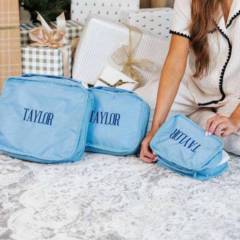 Bestickte Nylon Pack Cubes | 3Er Set // Reisewürfel, Kleideraufbewahrung, Gepäck Koffer Organizer, Schuhe Reisetasche, Reisegeschenke von SprinkledWithPink