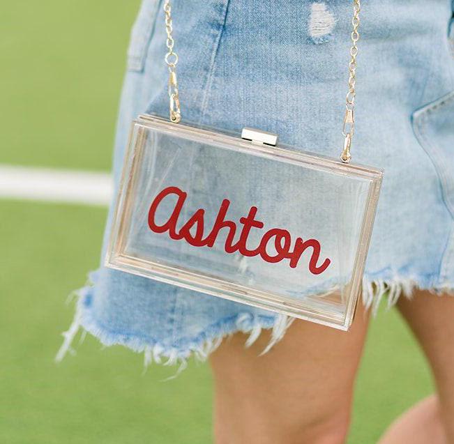 Bubble Cursive Stadiontasche/Klare Stadiontasche, Crossbody-Geldbeutel, Anpassbare Konzerttasche, Tasche, Geldbörse von SprinkledWithPink