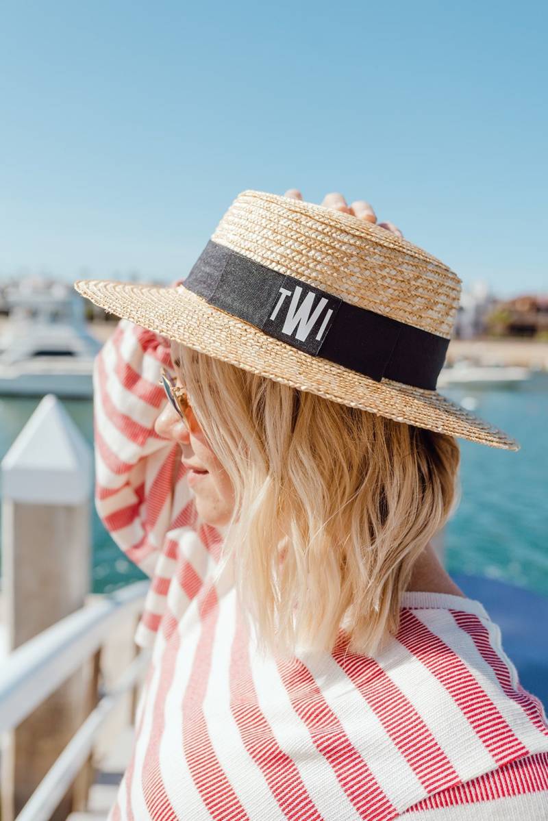 Monogramm Boater Hat // Bachelorette Reise Flitterwochen Strand Wochenende von SprinkledWithPink
