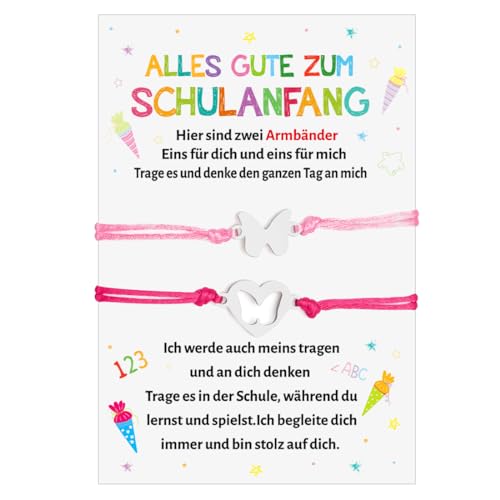 Schulkind Armband Mädchen Geschenke, 2 Stück Schmetterling Armband Schulkind Mama, Armbänder Einschulung Geschenk, Karte Erster Schultag, Geschenkideen für Schulanfang Einschulungs Schuleinführung Schulkind Armband Mädchen Geschenke, 2 Stück Schmetterling Armband Schulkind Mama, Armbänder Einschulung Geschenk, Karte Erster Schultag, Geschenkideen für Schulanfang Einschulungs Schuleinführung von Sprinlot