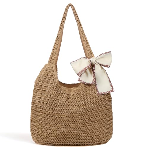 Strandtasche Damen Häkeltasche, Geflochtene Tasche Boho, Gehäkelte Tasche Sommertaschen, Strandtasche Gehäkelt, Strohtaschen Damen Sommer, Groß Umhängetasche für Urlaub Reisen Strand Sommer B von Sprinlot