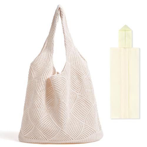 Strandtasche Damen Häkeltasche, Geflochtene Tasche Boho, Gehäkelte Tasche Sommertaschen, Strandtasche Gehäkelt, Strohtaschen Damen Sommer, Groß Umhängetasche für Urlaub Reisen Strand Sommer A von Sprinlot
