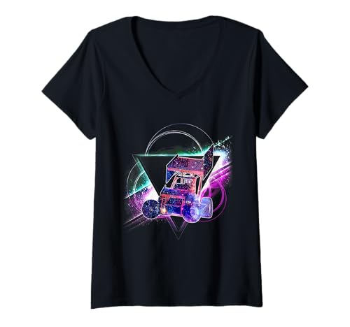 Damen Ästhetisches Galaxy Sprint Rennauto T-Shirt mit V-Ausschnitt Damen Ästhetisches Galaxy Sprint Rennauto T-Shirt mit V-Ausschnitt von Sprint Racing Car Galaxy Space Tees