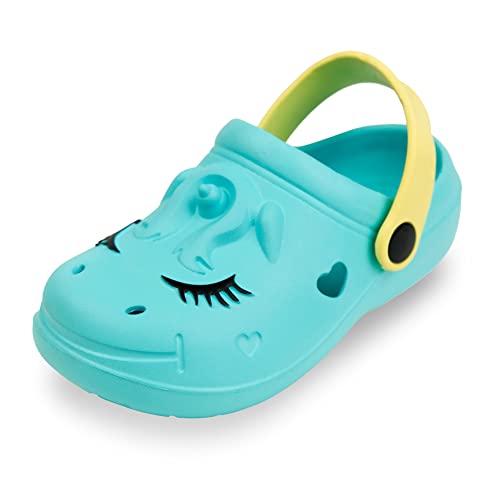 Clog Unisex Kinder Einhorn Hausschuhe, Strandschuh, Badeschuhe (Türkis, eu_Footwear_Size_System, Toddler, Numeric, medium, Numeric_28) von Sprint Sport