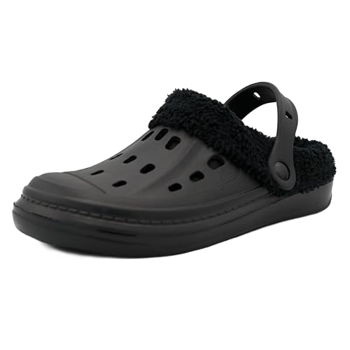 Sprint Sport Damen Clogs mit weichem Innen-Futter Bequeme Pantoffeln für Damen und Herren Winter Hausschuhe (Schwarz - 42) von Sprint Sport