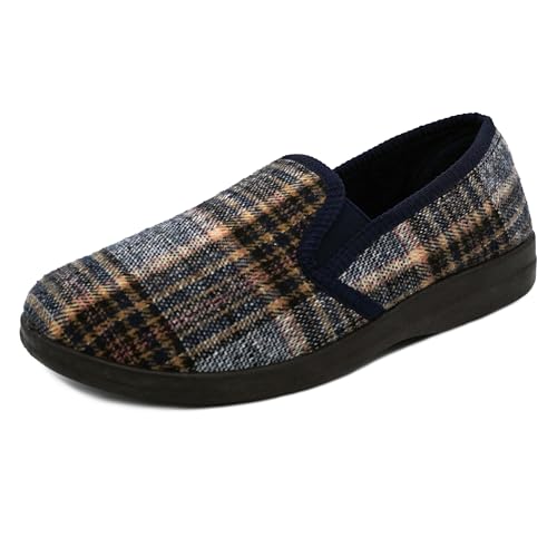 Sprint Sport Herren Hausschuhe Karierte-Pantoffeln Hauspantolette (Grau-blau hoch, EU Schuhgrößensystem, Erwachsene, Numerisch, M, 42) von Sprint Sport