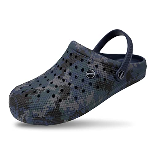 Unisex Classic Printed Camo Clog mit Riemen Camouflage (Camouflage Navy, eu_Footwear_Size_System, Adult, Numeric, medium, Numeric_41) von Sprint Sport