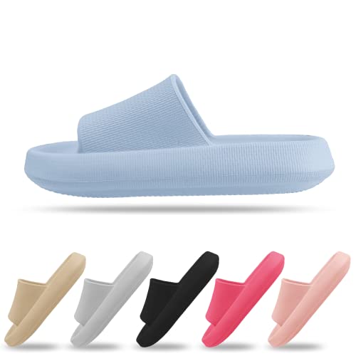 Strand Slipper Damen Super Soft & Weiche Sommer Pantoletten, Badelatschen Dicke Plattform (hell blau, eu_Footwear_Size_System, Adult, Numeric, medium, Numeric_39) von Sprint Sport