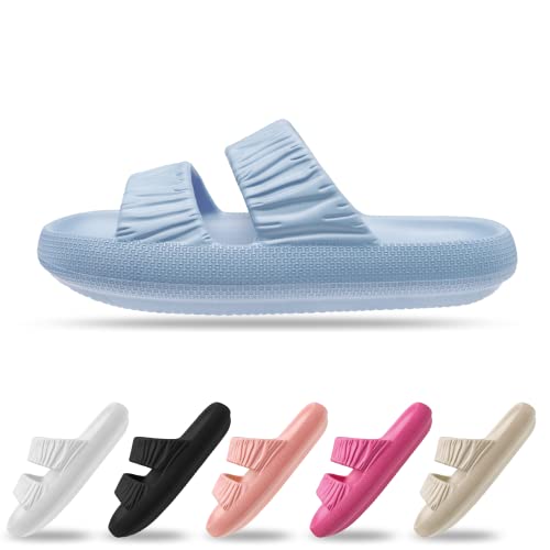 SuperSofte & Weiche Hausschuhe Slippers Badeschlappen rutschfeste Gartenschuhe Dickes Fußbett (hell Blau (2 Riemen), eu_footwear_size_system, adult, numeric_range, medium, numeric_40, numeric_41) von Sprint Sport